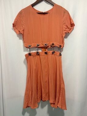 Nameless Peach Cutout Chain Detail Mini Dress Size L‎